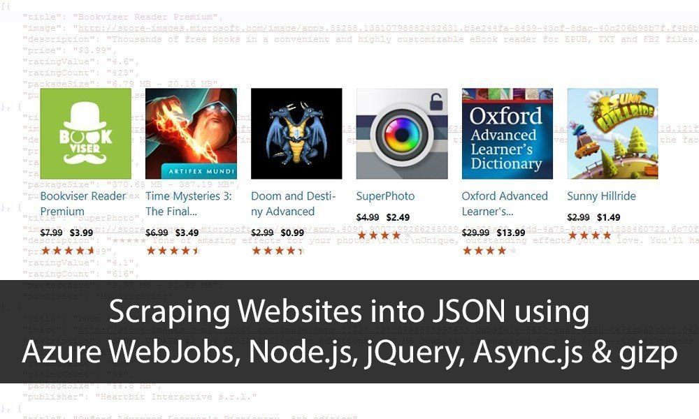 Scraping Websites using Azure WebJobs, Node.js, jQuery, Async.js & gizp